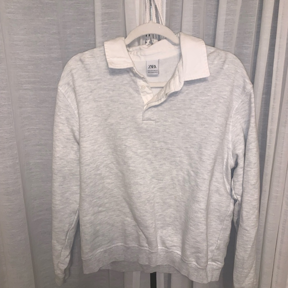 Zara Light Gray Collared Sweatshirt